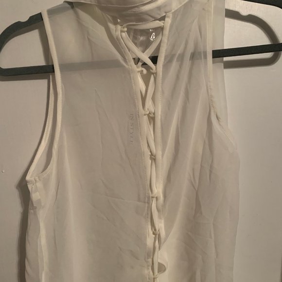 NWT IN STYLE CREAM SLEEVELESS SHEER BLOUSE SZ M - Picture 5 of 6